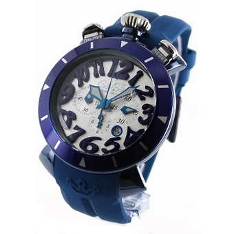 GAGA MILANO ガガミラノ レプリカ クロノ48mm クオーツ 6053.1 ラバー ブルー/シルバー メンズ